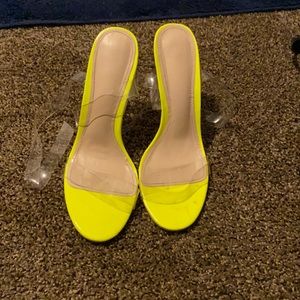 Open toe clear neon heels